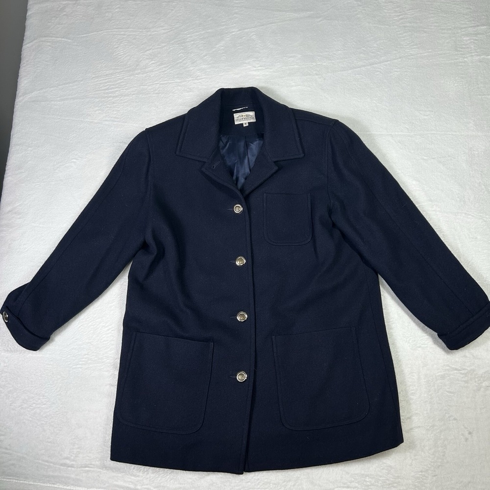 Vintage Susan Bristol Wool Coat Womens Size 8 Navy‎ Nautical Overcoat